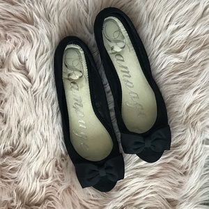 Black flats with bow